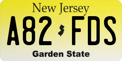 NJ license plate A82FDS