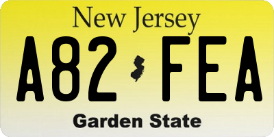 NJ license plate A82FEA