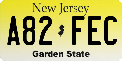NJ license plate A82FEC