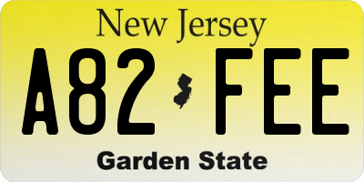 NJ license plate A82FEE