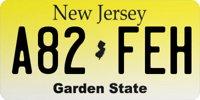 NJ license plate A82FEH