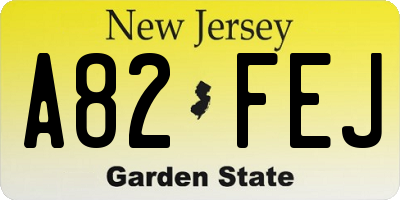 NJ license plate A82FEJ
