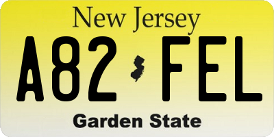 NJ license plate A82FEL