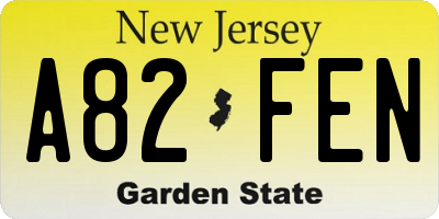 NJ license plate A82FEN