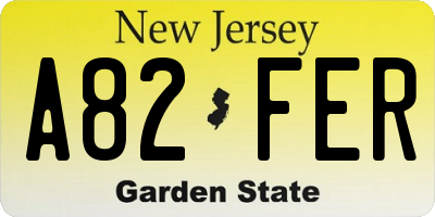 NJ license plate A82FER