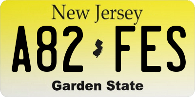 NJ license plate A82FES