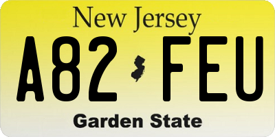NJ license plate A82FEU