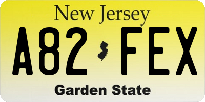 NJ license plate A82FEX
