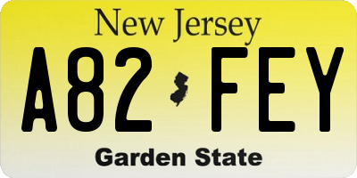 NJ license plate A82FEY