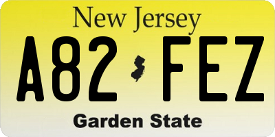 NJ license plate A82FEZ