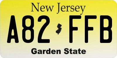 NJ license plate A82FFB