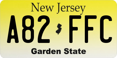 NJ license plate A82FFC