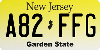 NJ license plate A82FFG