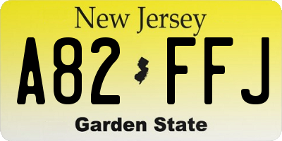 NJ license plate A82FFJ