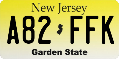 NJ license plate A82FFK