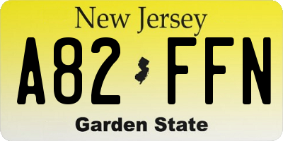 NJ license plate A82FFN