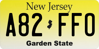 NJ license plate A82FFO