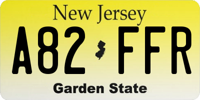 NJ license plate A82FFR