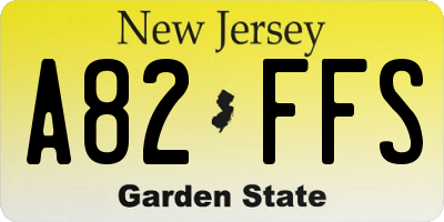 NJ license plate A82FFS