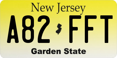 NJ license plate A82FFT