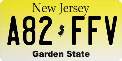 NJ license plate A82FFV