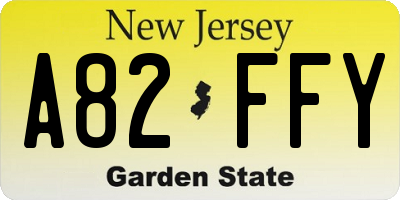 NJ license plate A82FFY