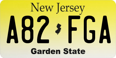 NJ license plate A82FGA