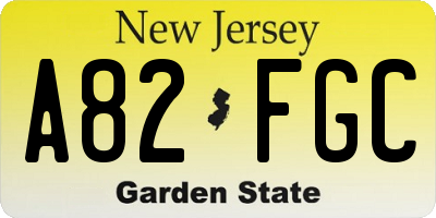 NJ license plate A82FGC