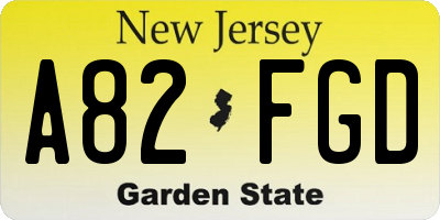 NJ license plate A82FGD