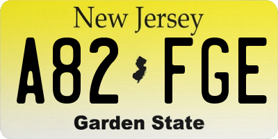 NJ license plate A82FGE