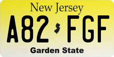 NJ license plate A82FGF