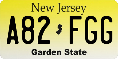 NJ license plate A82FGG