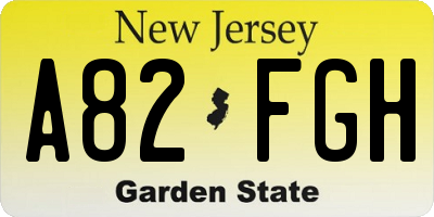 NJ license plate A82FGH