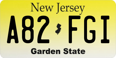 NJ license plate A82FGI