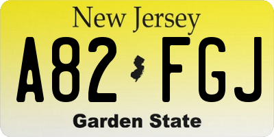 NJ license plate A82FGJ