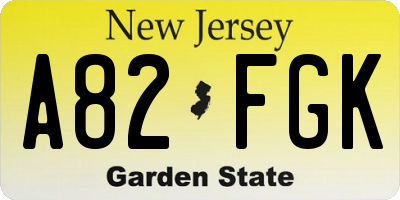 NJ license plate A82FGK