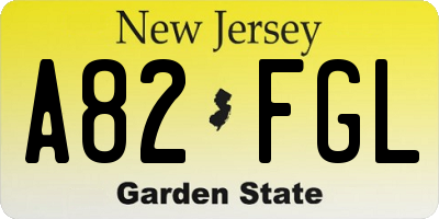 NJ license plate A82FGL