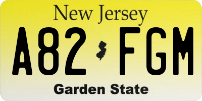 NJ license plate A82FGM
