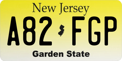 NJ license plate A82FGP
