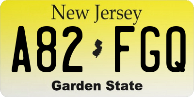 NJ license plate A82FGQ