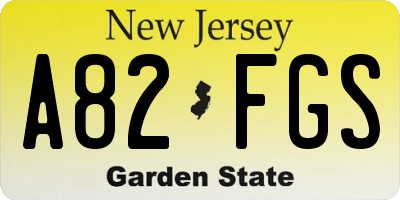 NJ license plate A82FGS