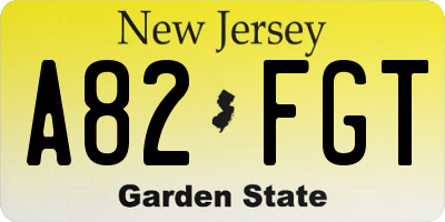 NJ license plate A82FGT