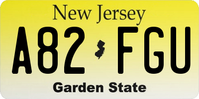 NJ license plate A82FGU