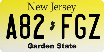 NJ license plate A82FGZ