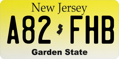 NJ license plate A82FHB