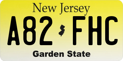 NJ license plate A82FHC