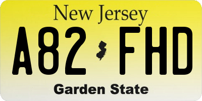 NJ license plate A82FHD