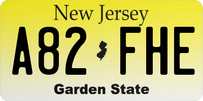 NJ license plate A82FHE