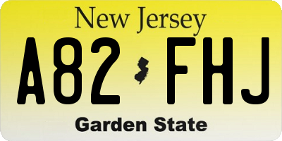 NJ license plate A82FHJ
