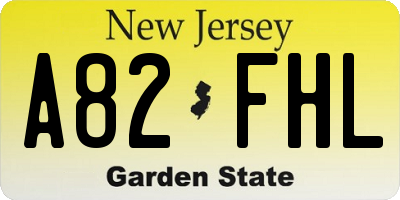 NJ license plate A82FHL